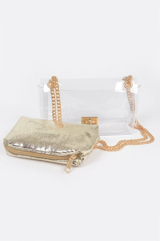 Clear Pvc Clutch With Shiny Pouch
