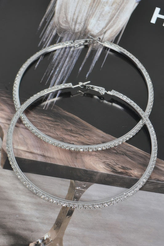 8cm Double Rhinestone Hoop Earrings