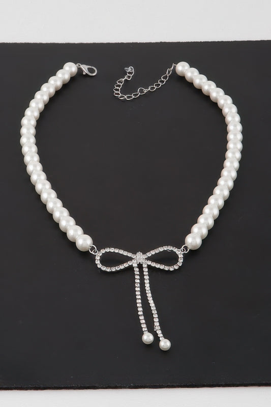 Pearled Jewel Ribbon Necklace