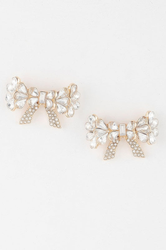 Crystal Teardrop Ribbon Earrings