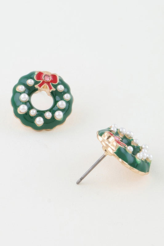 Christmas Wreath Stud Earrings