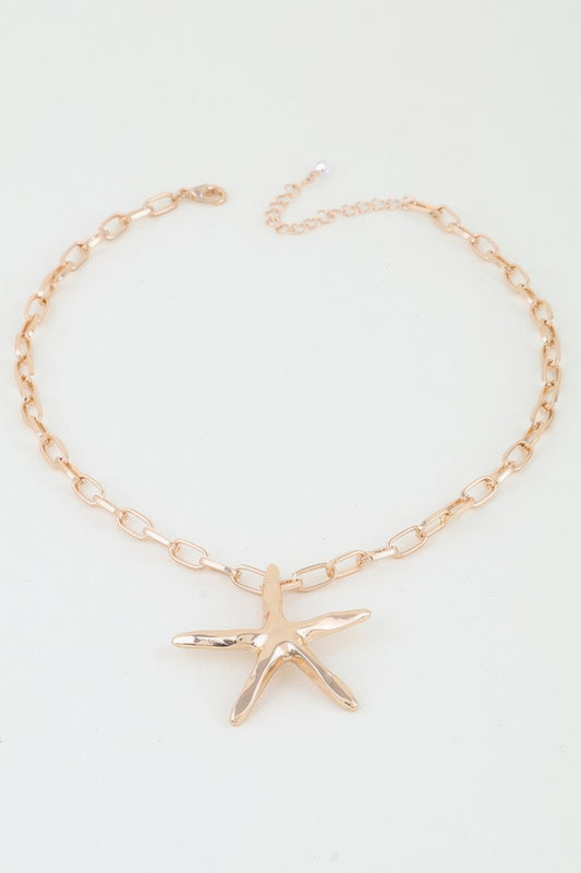 Shiny Starfish Link Chain Necklace