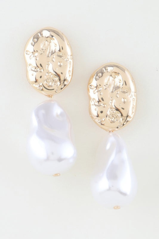Abstract Pearl Stone Drop Earrings