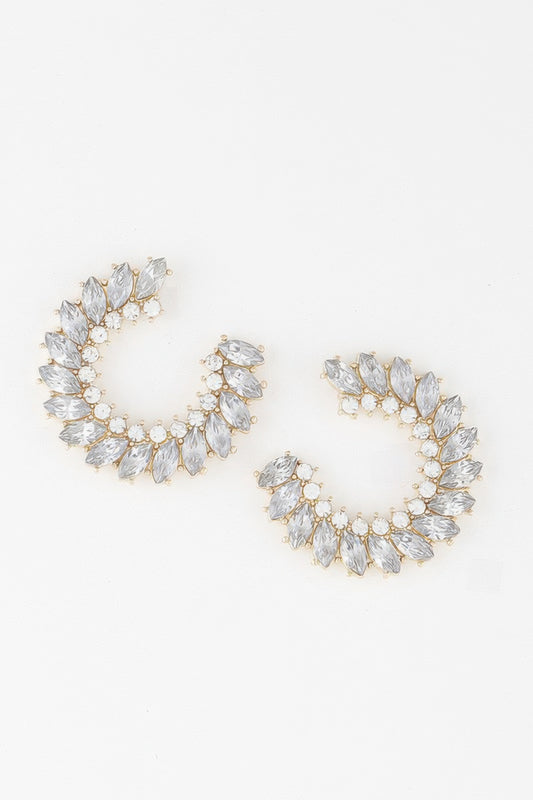 Crystal Leaf Hoop Earrings