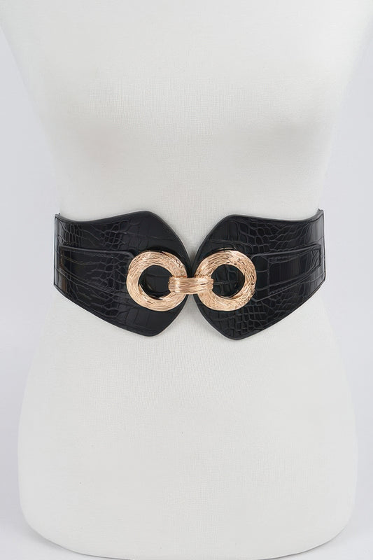 Faux Croc Wide Stretch Belt