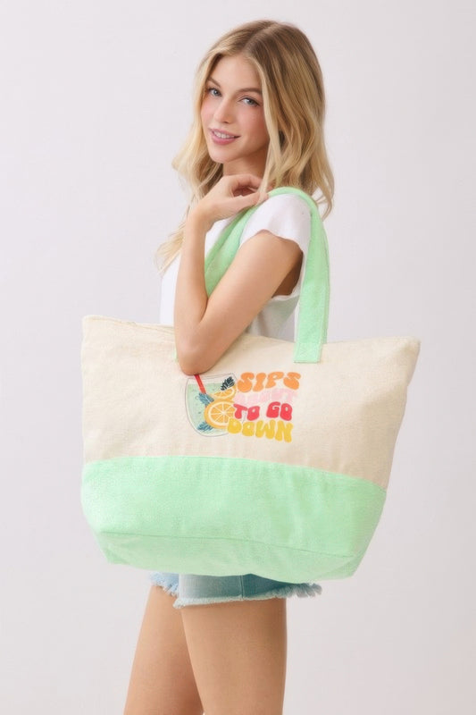 Sips About To Go Down Terry Tote