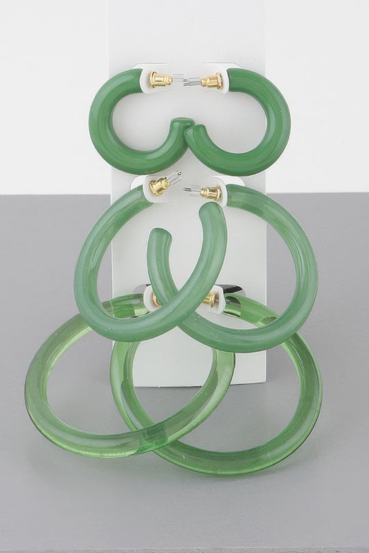 Multi Solid Hoop Earrings Set