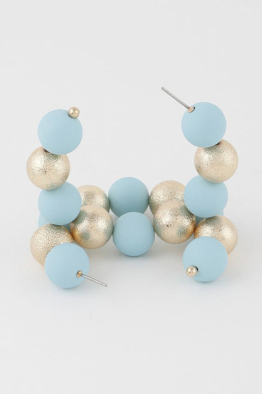 Two Toned Beaded Hoop Earrings