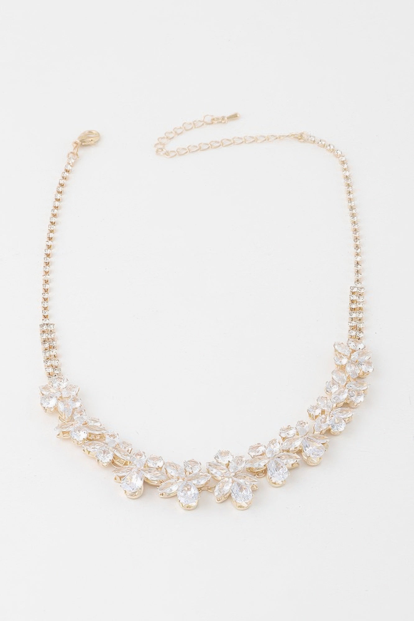 Double Crystal Flower Charm Necklace