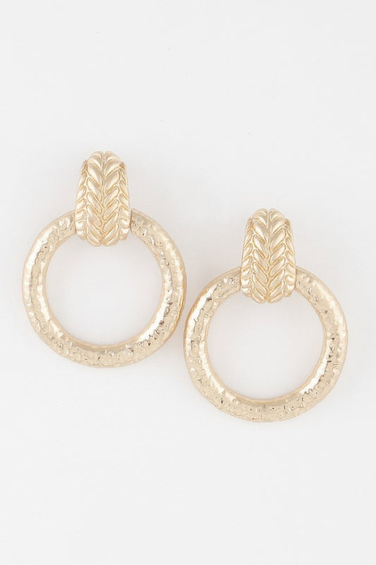 Hammered Disk Drop Earrings