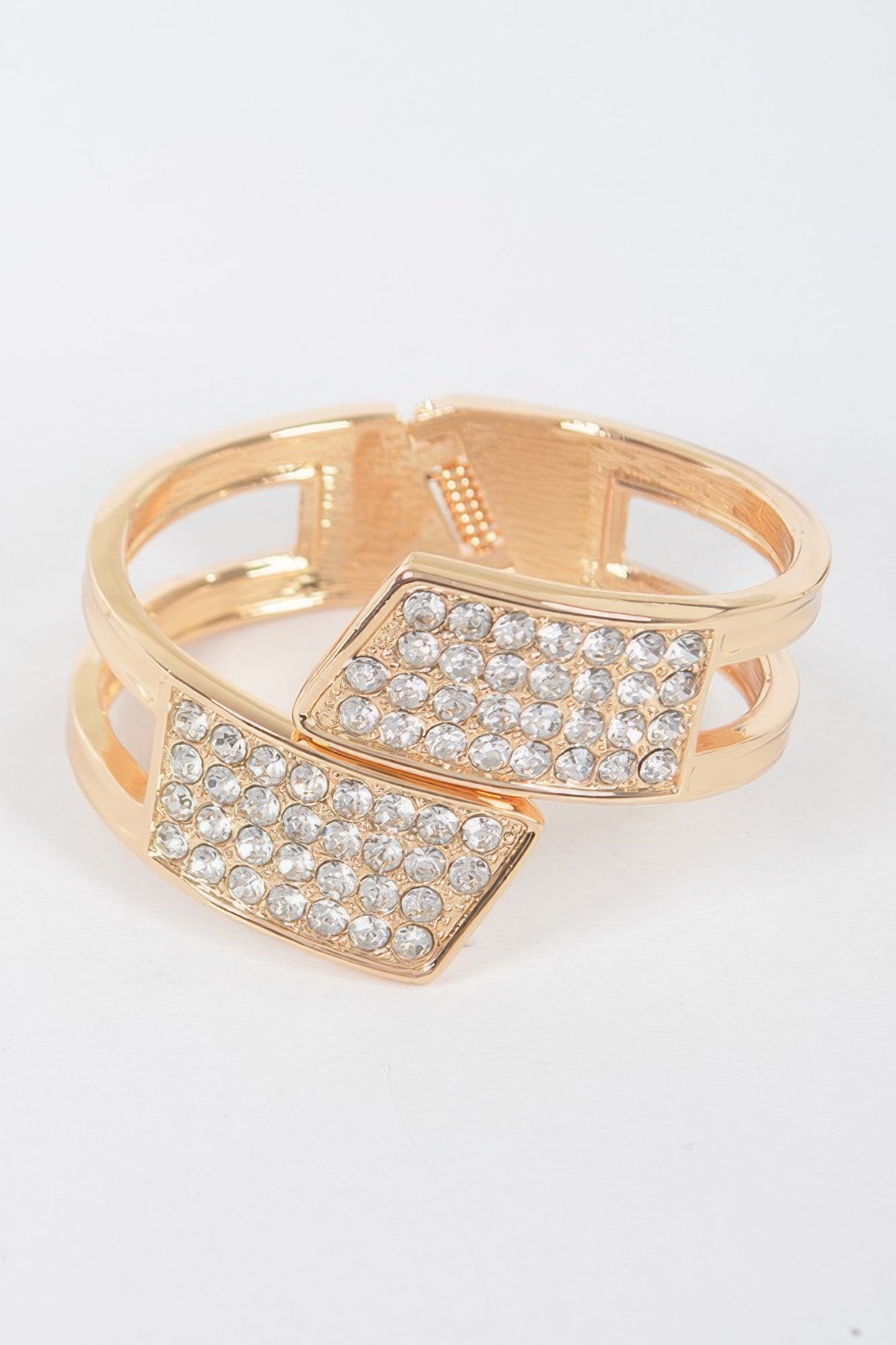 Rhinestone Metal Spring Hinge Cuff