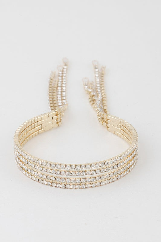 Multi Rhinestone Drop Cuff Bracelet