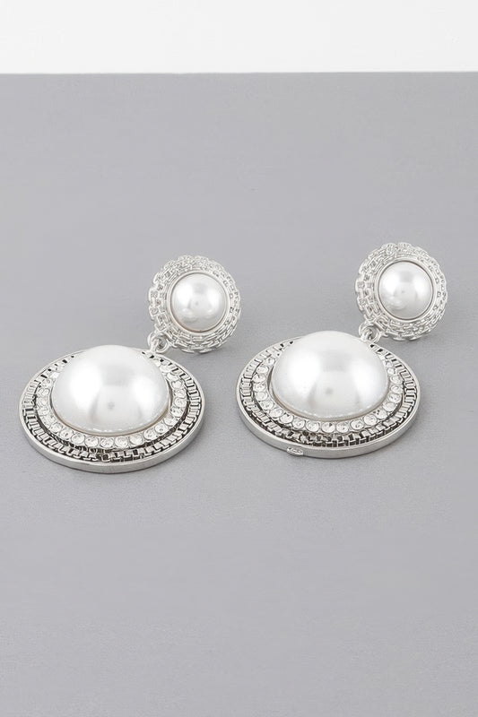 Double Framed Pearl Drop Earrings