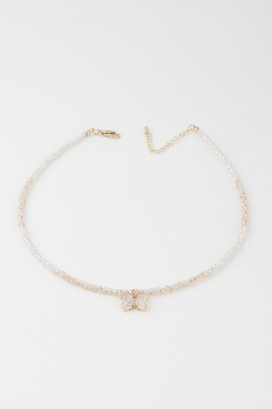 Crystal Butterfly Beaded Necklace