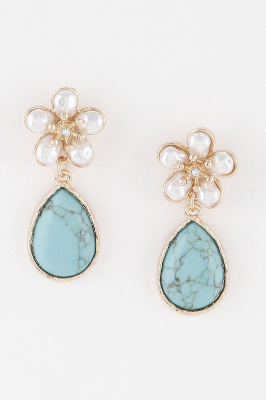 Pearl Flower Stone Earrings