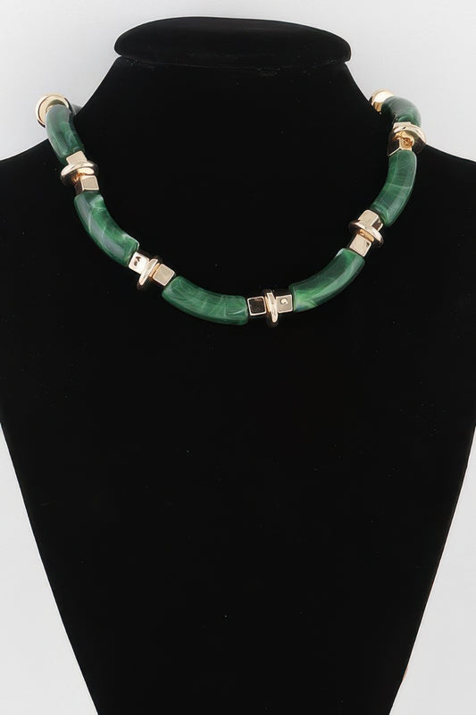 Wide Marble Tube Necklace