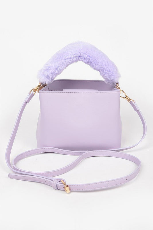 Faux Leather Fur Handle Bag