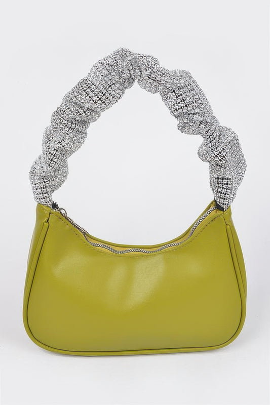 Faux Leather Pleated Shoulder Strap Bag