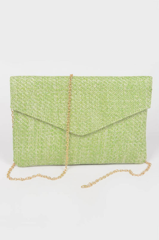 Faux Straw Envelope Clutch