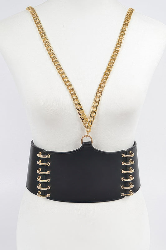 Faux Leather Plus Size Belt W Chain