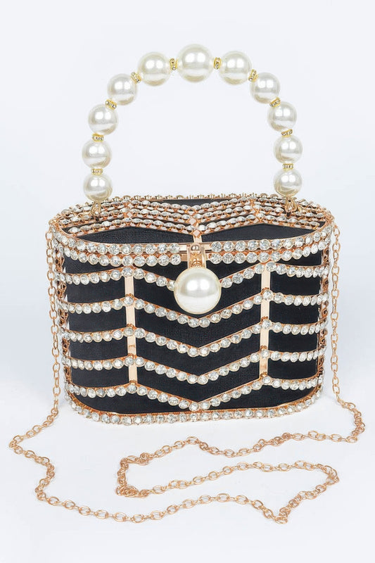 Rhinestone Metal Frame Clutch
