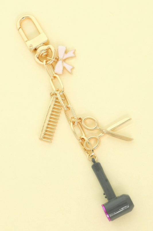 Hair Stylist Theme Charm Keychain
