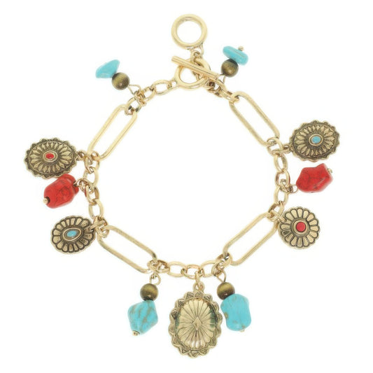 Western Theme Charm Bracelet With Toggle