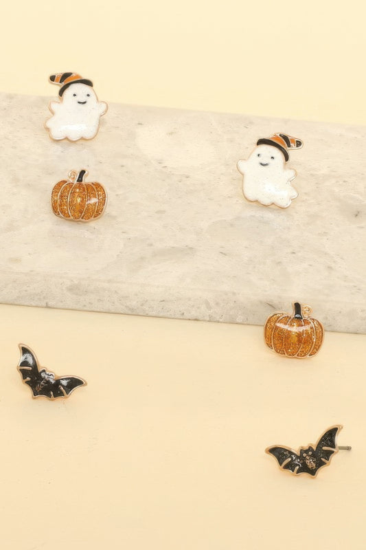 3-pack Halloween Themed Enamel Post Earrings
