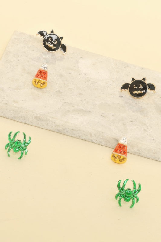 3-pack Halloween Themed Enamel Post Earrings