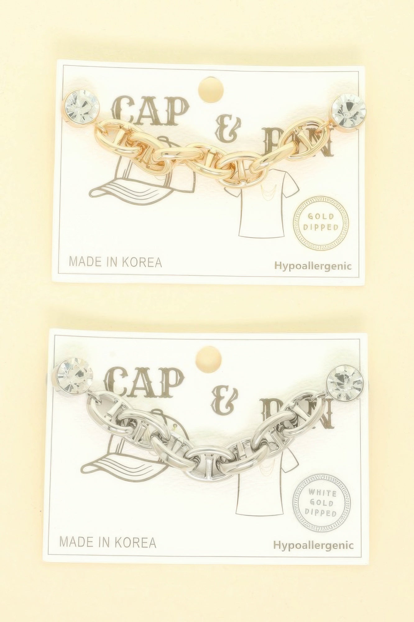 Gold Plated Soda Tab Link Cap Chain And Pin