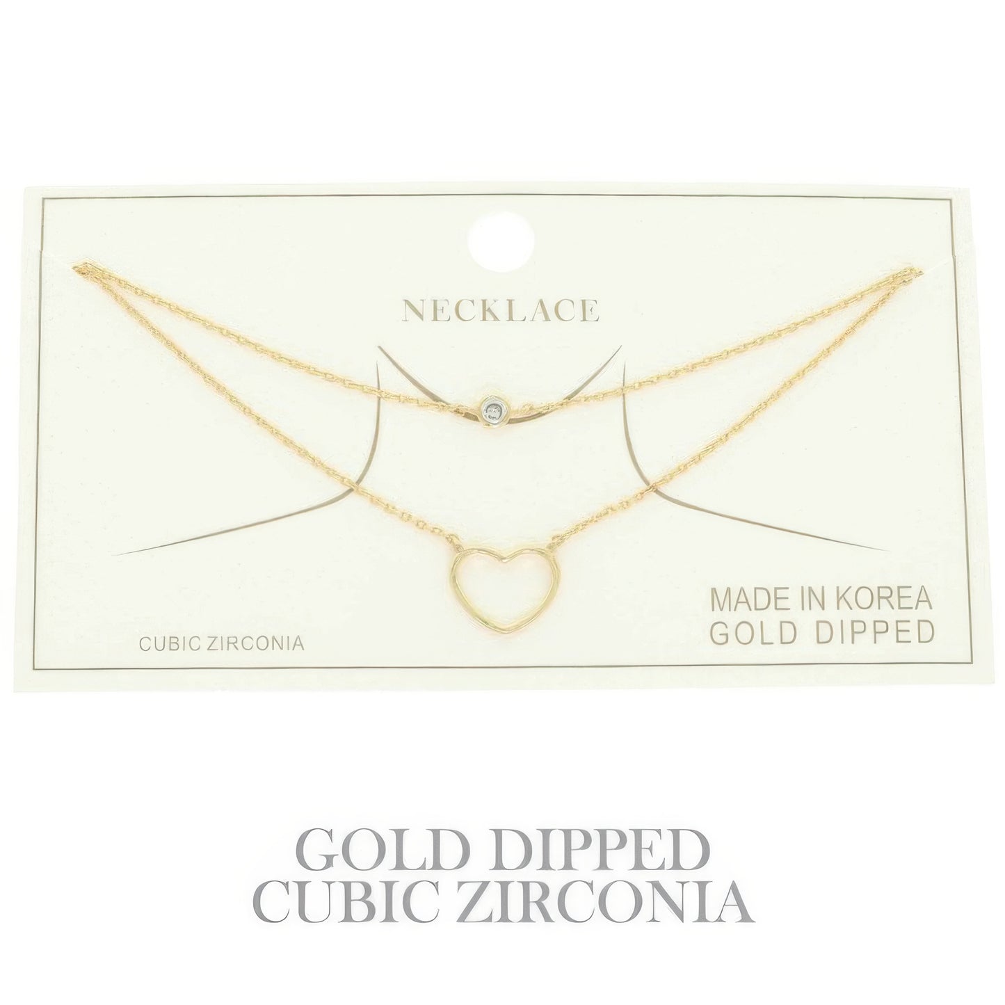 Cz Gold Plated Heart Cut Pendant Necklace