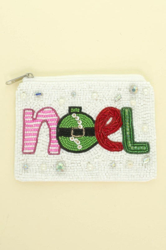 Christmas Noel Beaded Coin Bag