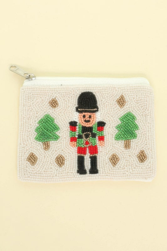 Christmas Nutcrack Beaded Coin Bag