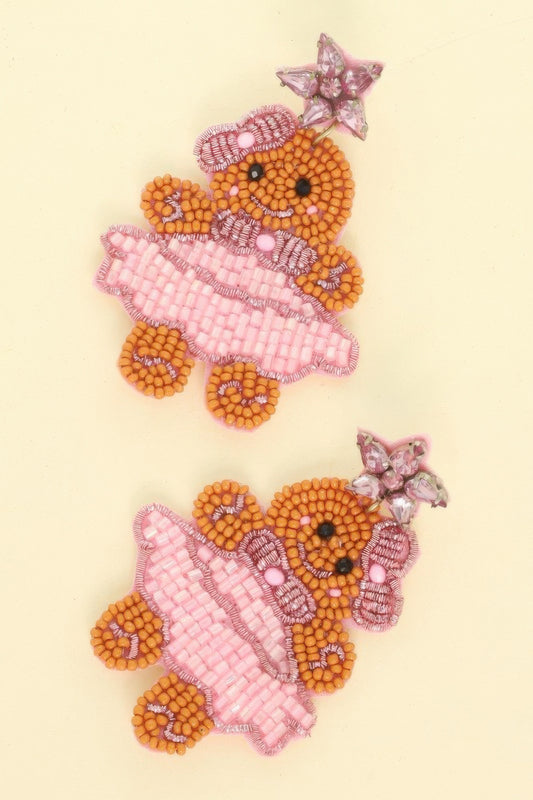 Christmas Gingerbread Ballerina Beaded Earrings