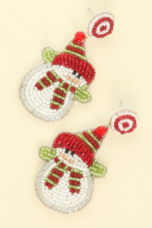 Christmas Scarfed Snowman Post Earrings