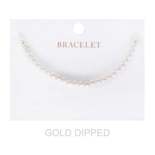 4mm Women's Gold Dipped Pearl Strand Bracelet