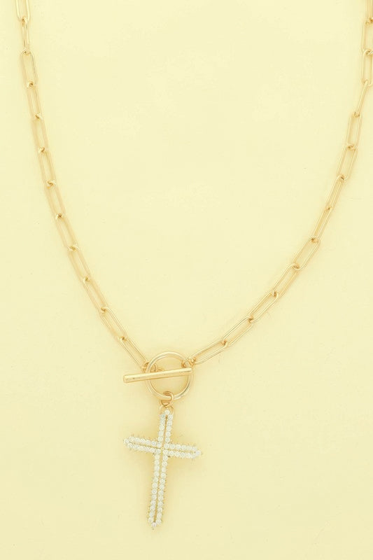 Cross Pendant Toggle Necklace