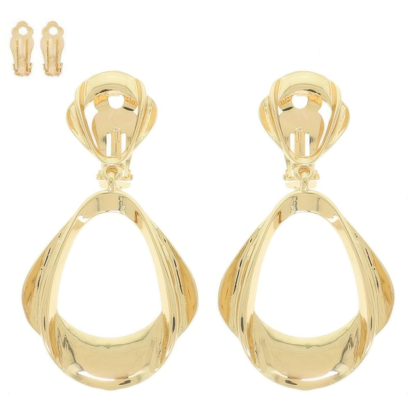 Metallic Pyriform Door Knocker Clip On Earrings