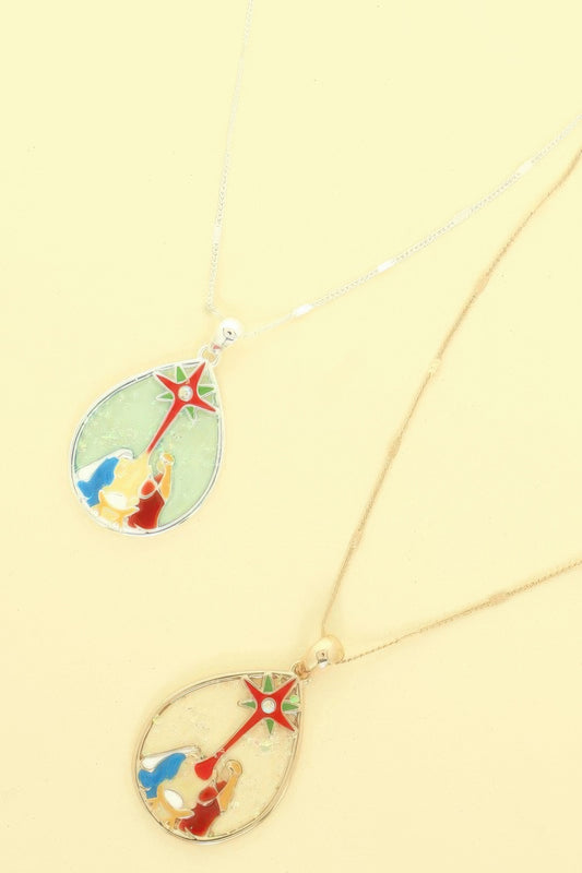 Christmas Theme Nativity Scene Pendant Necklace