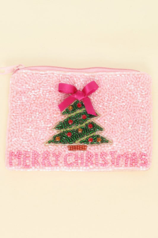 Christmas Three Seed Beaded Coin Bag