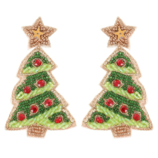 Christmas Tree With Star Topper Post Earrings