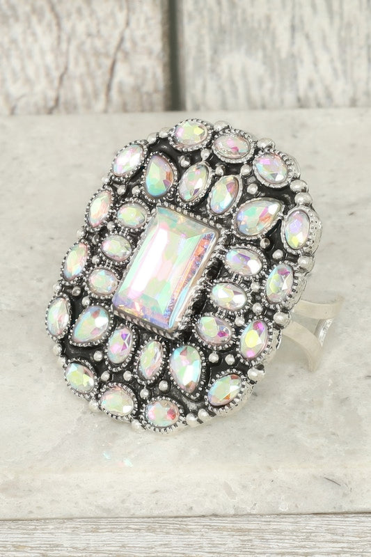 Western Floral Jeweled Cuff Ring