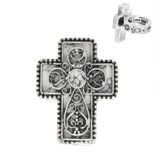 Western Turquoise Cross Stretch Ring
