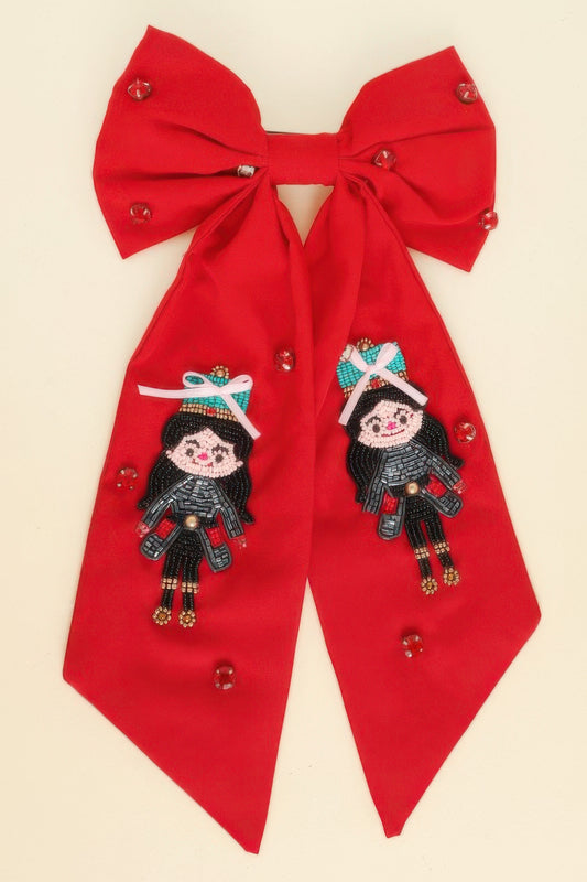 Christmas Nutcracker Dame Bow Barrette Hair Clip