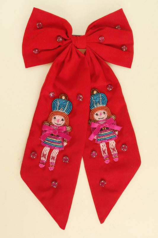 Christmas Nutcracker Dame Bow Barrette Hair Clip