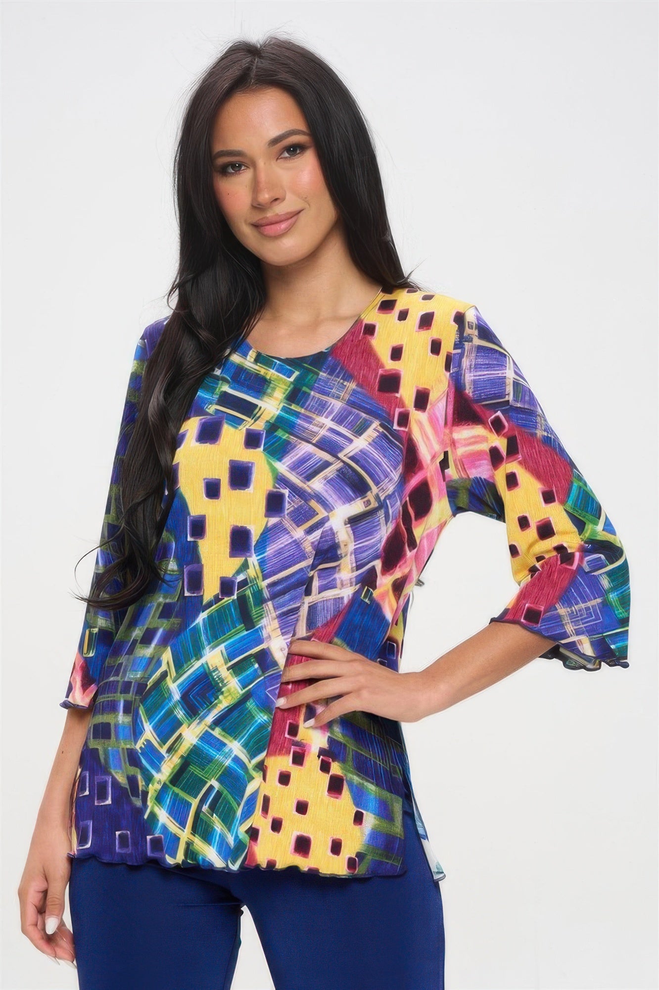 Print Quarter Sleeve Top