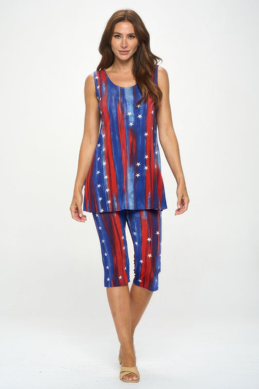 Plus Size Bns Tank Capri Pants Set