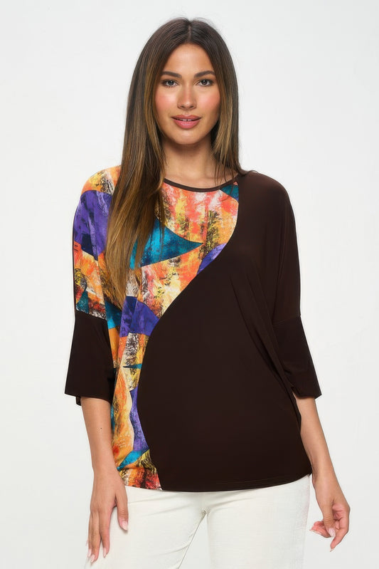 Contrast Print Top