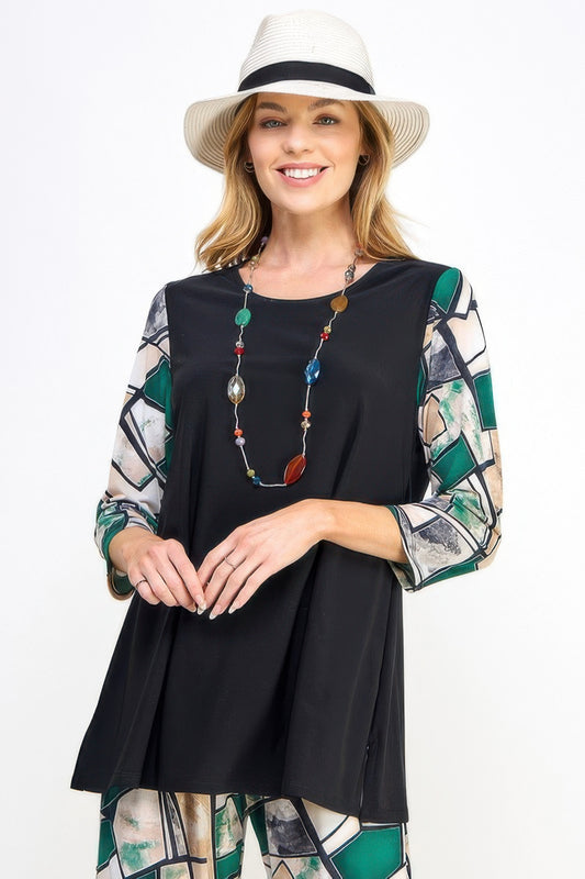 Colorblock Round Neck Top