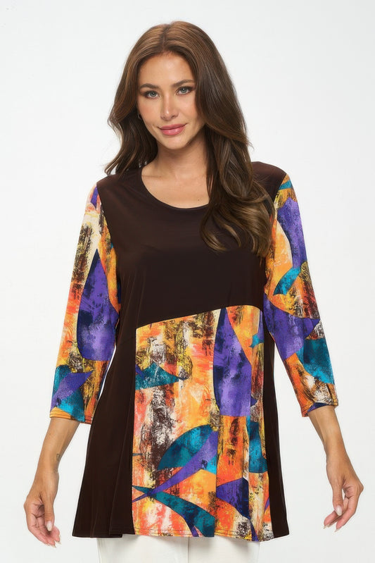 Contrast Curve Knit Top